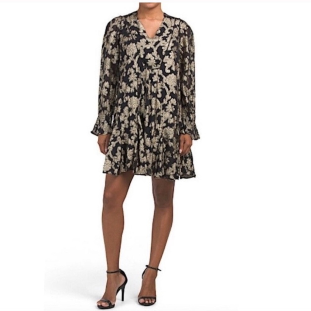 Brand New Anthropologie Black & Shimmer Gold Dress.